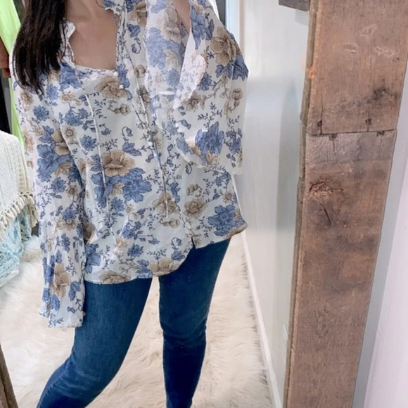 Umgeee boho floral top size large cotton blend - Picture 2 of 10